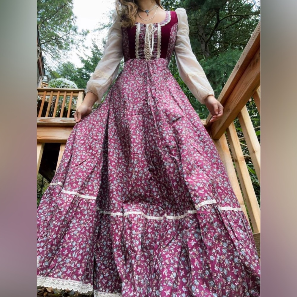 Vintage 70s butterfly print gunne sax dress